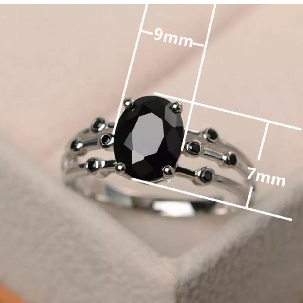Gorgeous 925 Silver Ring Jewelry Black Sapphire - Picture 5 of 5